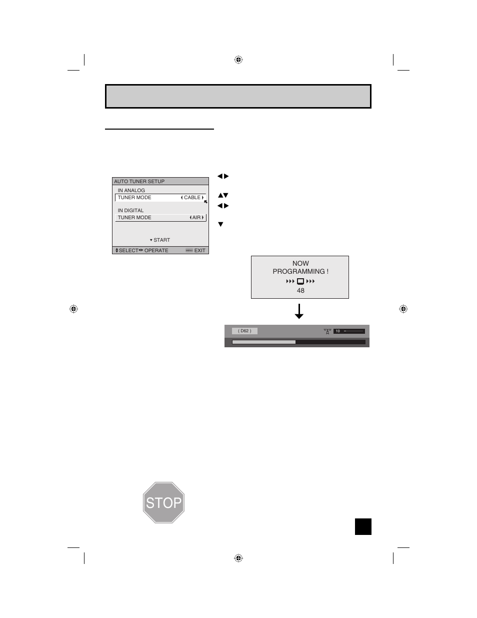 Stop, Quick setup plug-in menu, The quick setup is complete | Auto tuner setup | JVC I'Art LCT1468-001B-A User Manual | Page 25 / 88