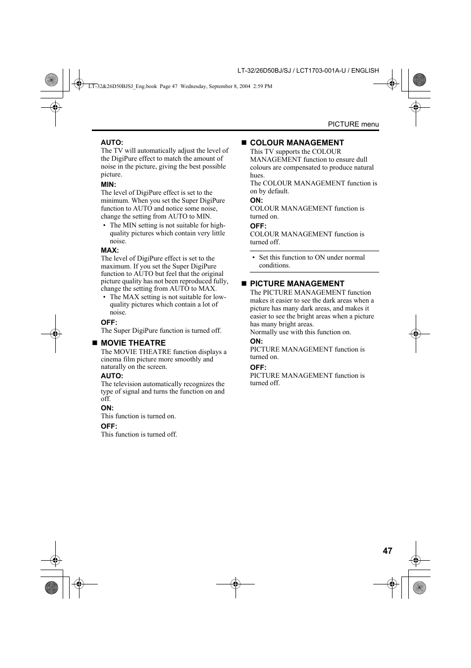 JVC DYNAPIX LCD IDTV WITH D.I.S.T. LT-32D50BJ User Manual | Page 47 / 72