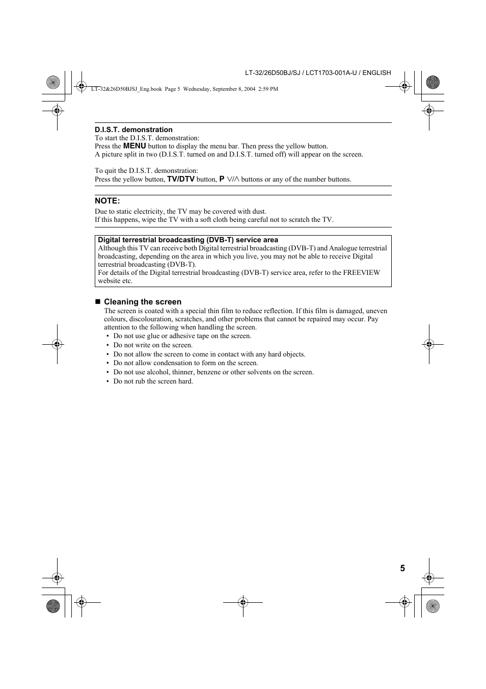 JVC DYNAPIX LCD IDTV WITH D.I.S.T. LT-32D50BJ User Manual | Page 5 / 72
