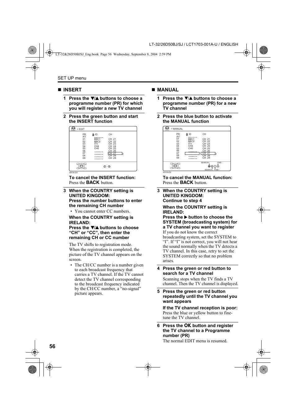 JVC DYNAPIX LCD IDTV WITH D.I.S.T. LT-32D50BJ User Manual | Page 56 / 72