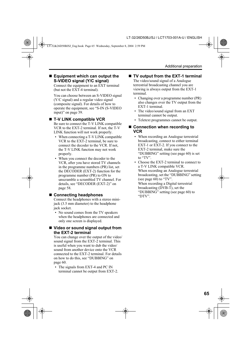 JVC DYNAPIX LCD IDTV WITH D.I.S.T. LT-32D50BJ User Manual | Page 65 / 72