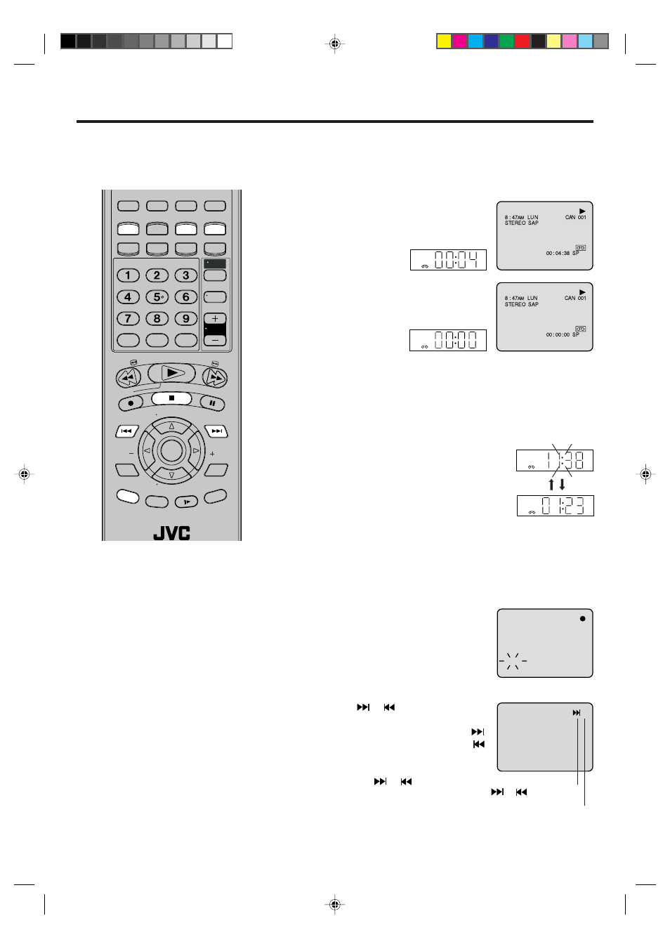 Zero return function / video index search system, Zero return function, Video index search system | The display-button, Index search | JVC HR-XVC1UJ User Manual | Page 27 / 56