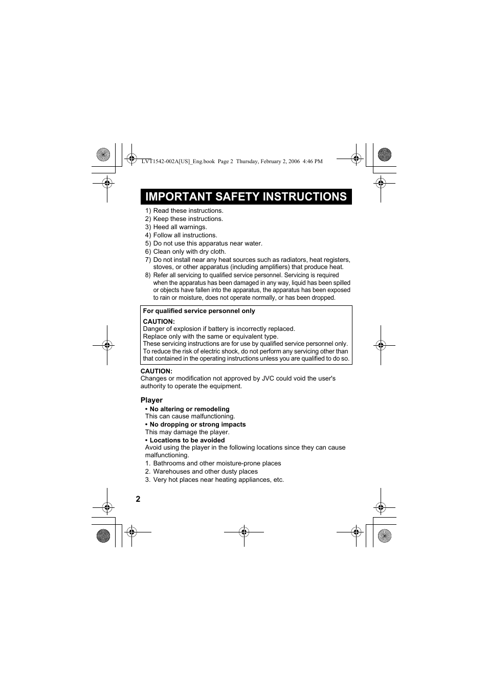 Important safety instructions | JVC XA-F107A User Manual | Page 46 / 92