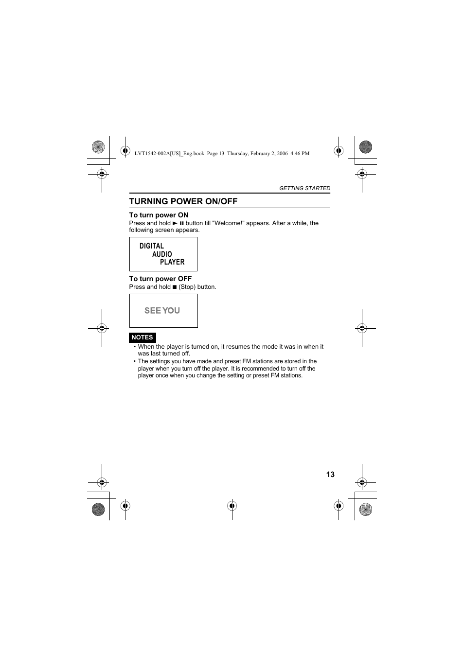 Turning power on/off | JVC XA-F107A User Manual | Page 57 / 92