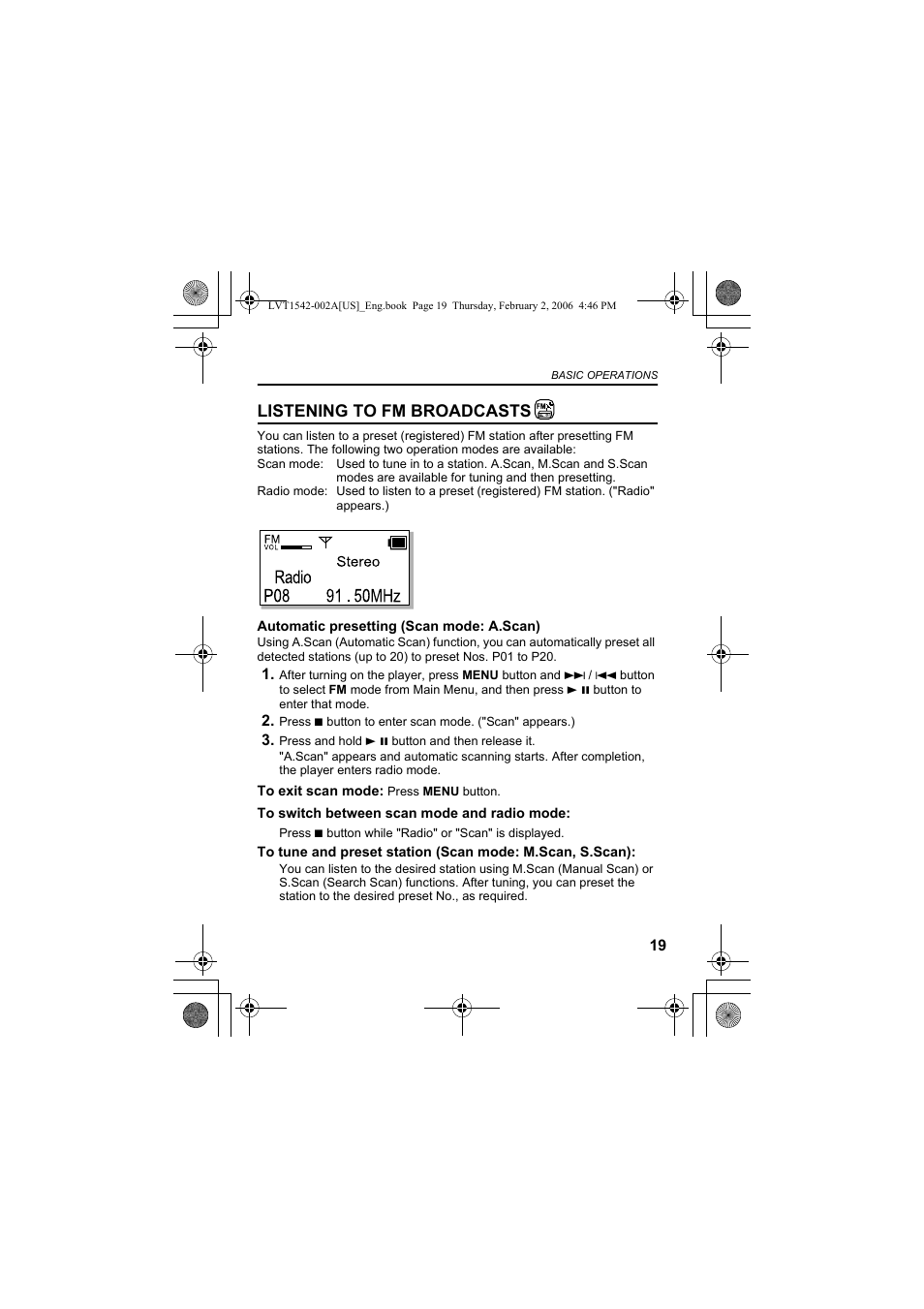 Listening to fm broadcasts | JVC XA-F107A User Manual | Page 63 / 92