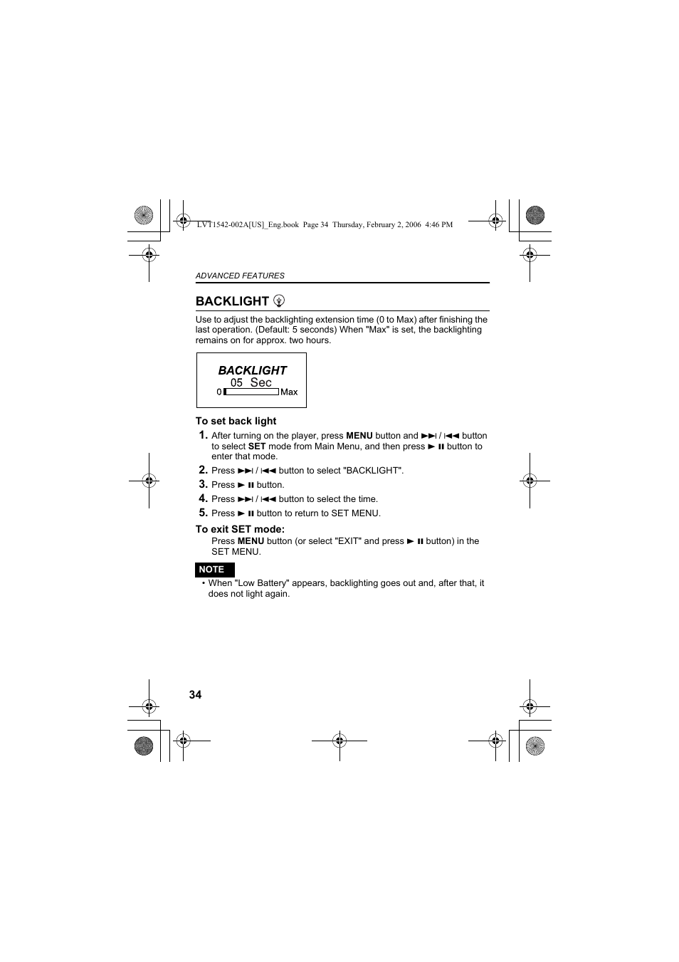Backlight | JVC XA-F107A User Manual | Page 78 / 92