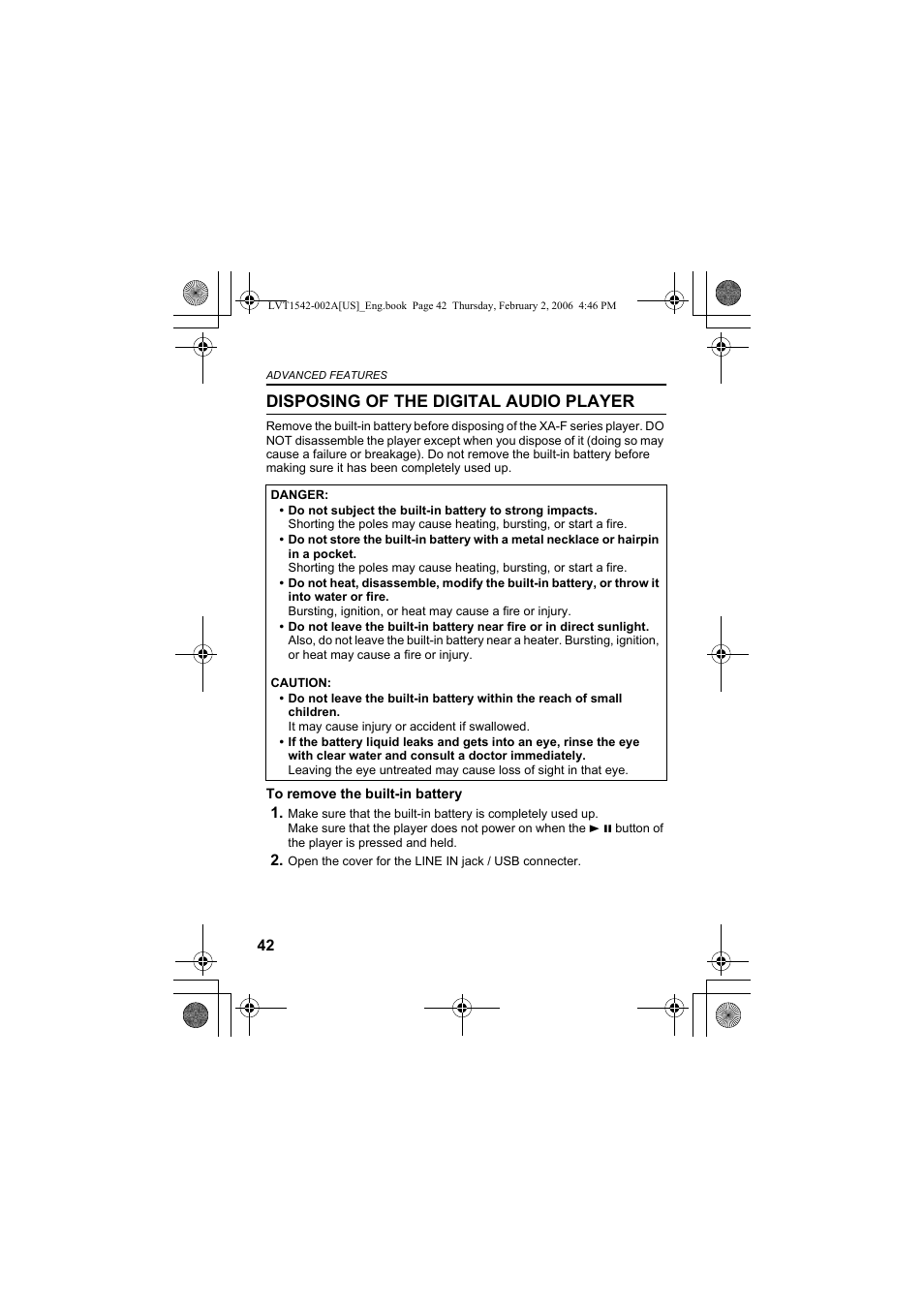 Disposing of the digital audio player | JVC XA-F107A User Manual | Page 86 / 92