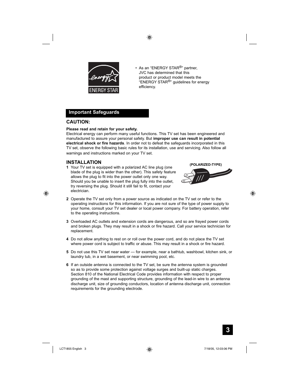 JVC AV 32S776 User Manual | Page 3 / 80