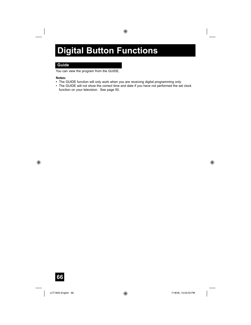 Digital button functions | JVC AV 32S776 User Manual | Page 66 / 80