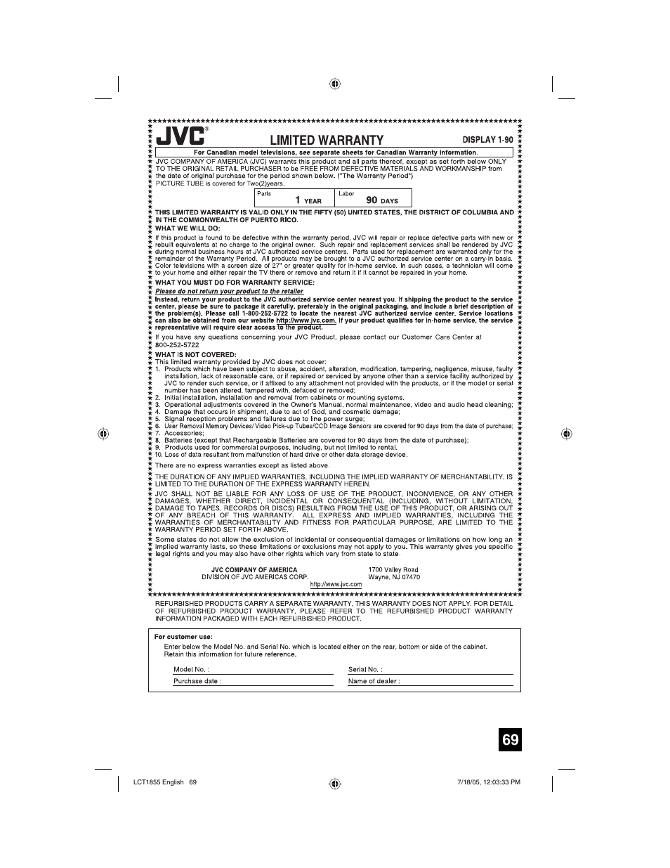 JVC AV 32S776 User Manual | Page 69 / 80