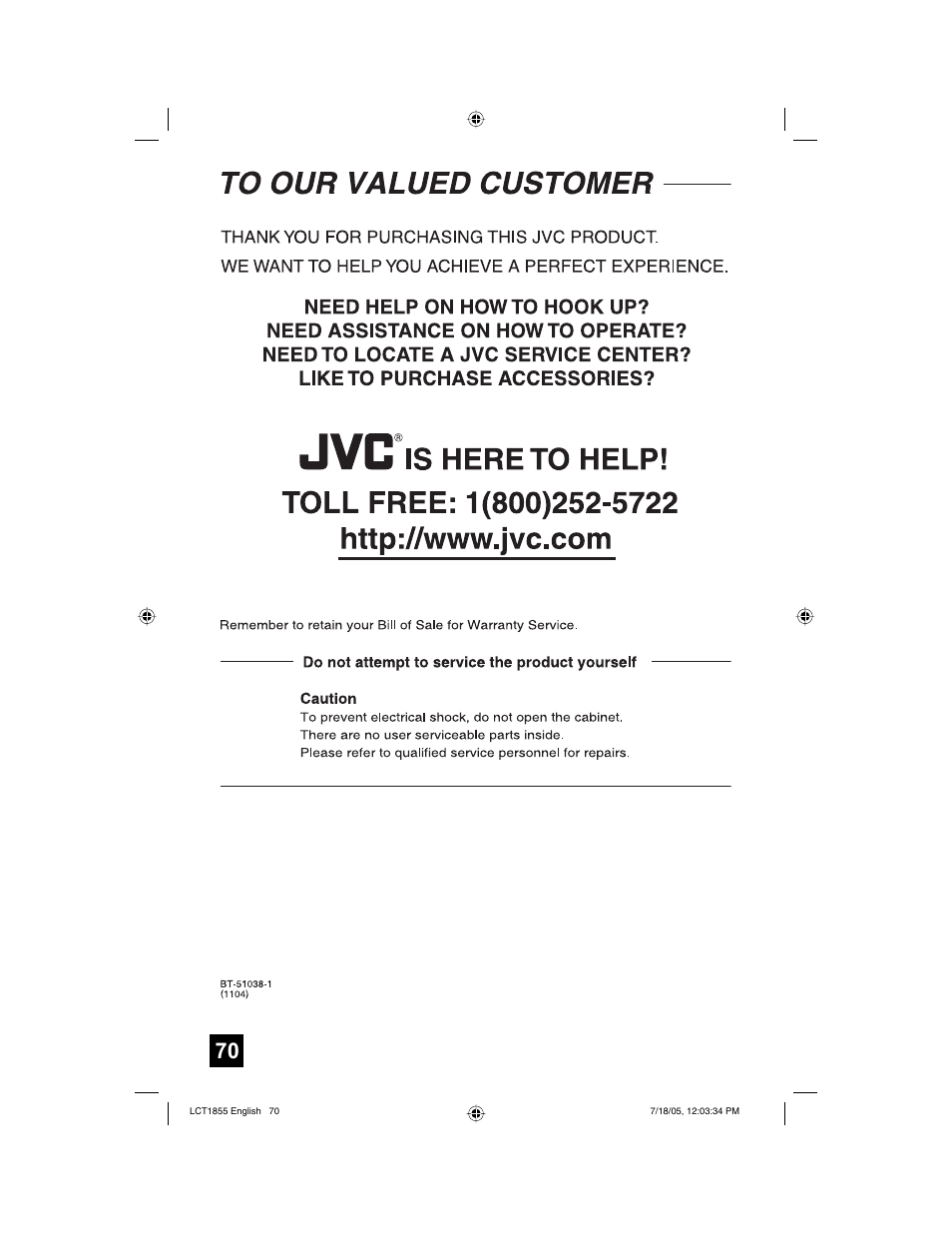 JVC AV 32S776 User Manual | Page 70 / 80