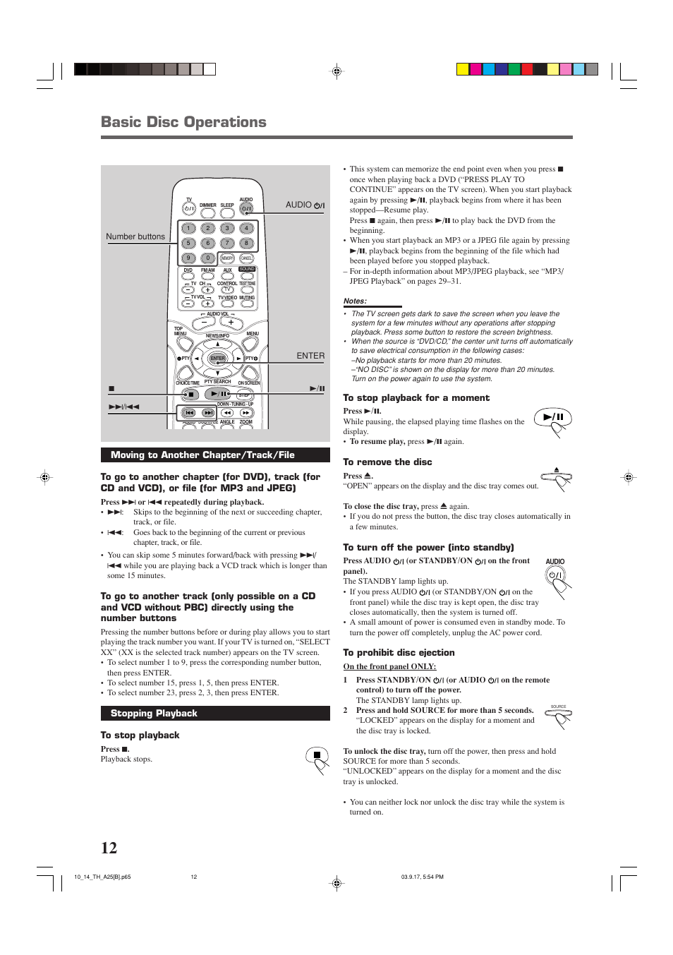Basic disc operations | JVC SP-THA25 User Manual | Page 16 / 51
