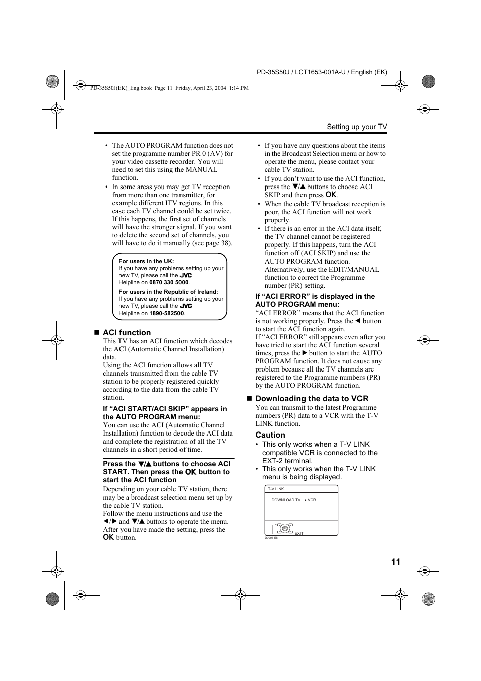 Erform the “aci function” operation | JVC PD-35S50J User Manual | Page 13 / 57