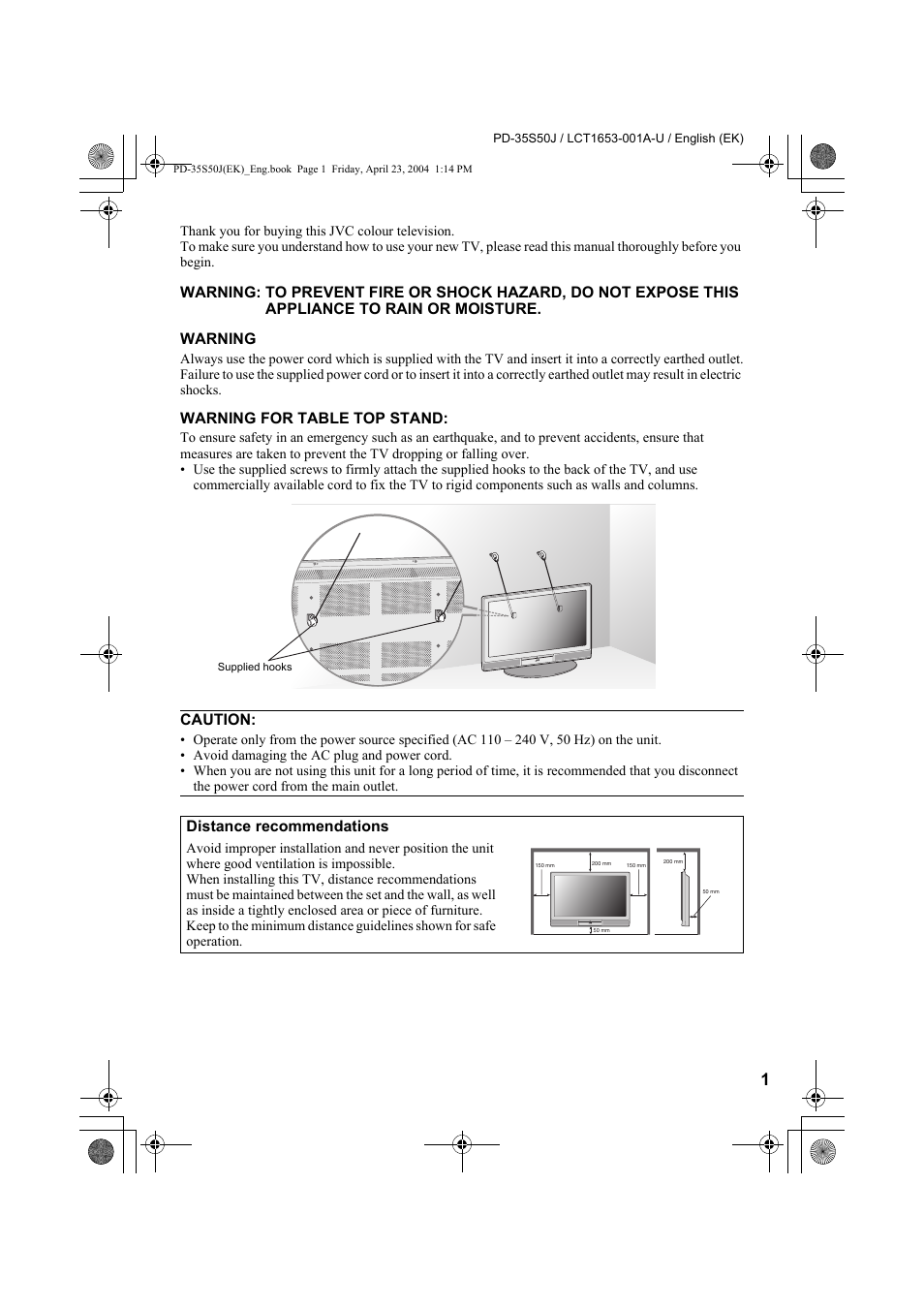 JVC PD-35S50J User Manual | Page 3 / 57