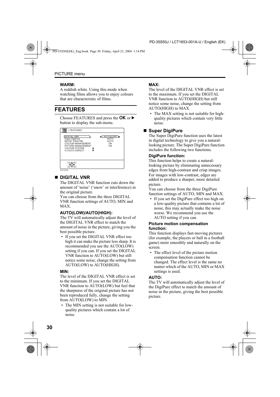 Features | JVC PD-35S50J User Manual | Page 32 / 57