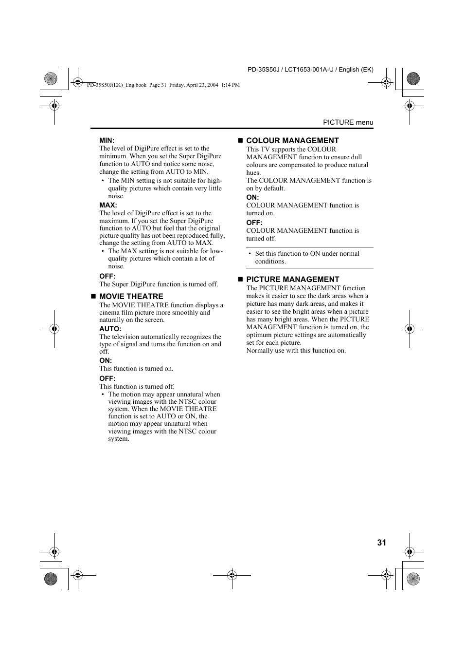 JVC PD-35S50J User Manual | Page 33 / 57