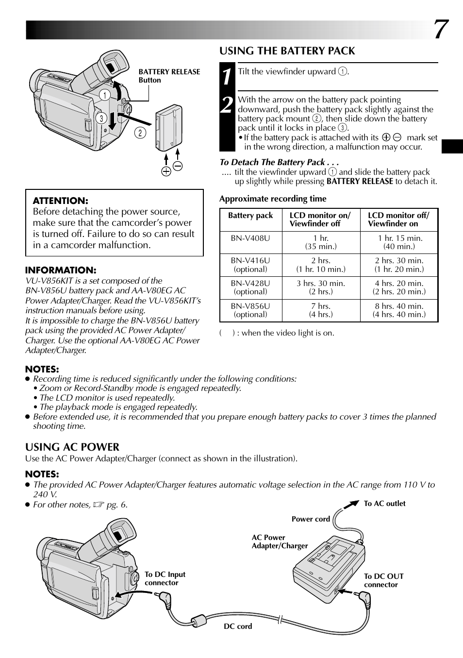 JVC Digital Video Camera GR-DVL105 User Manual | Page 7 / 72