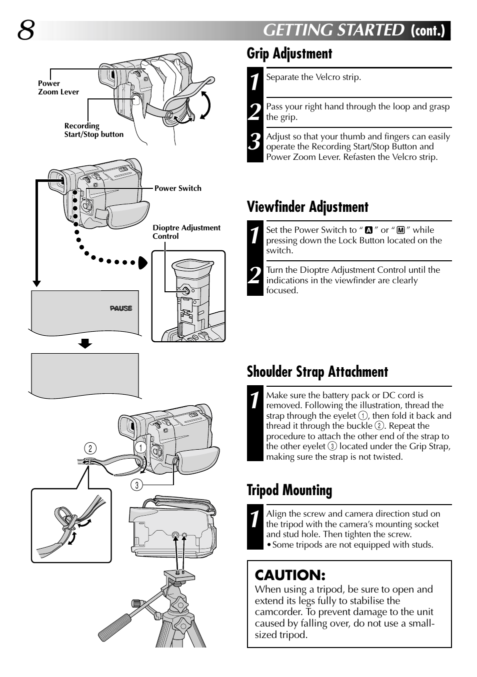 Getting started | JVC Digital Video Camera GR-DVL105 User Manual | Page 8 / 72