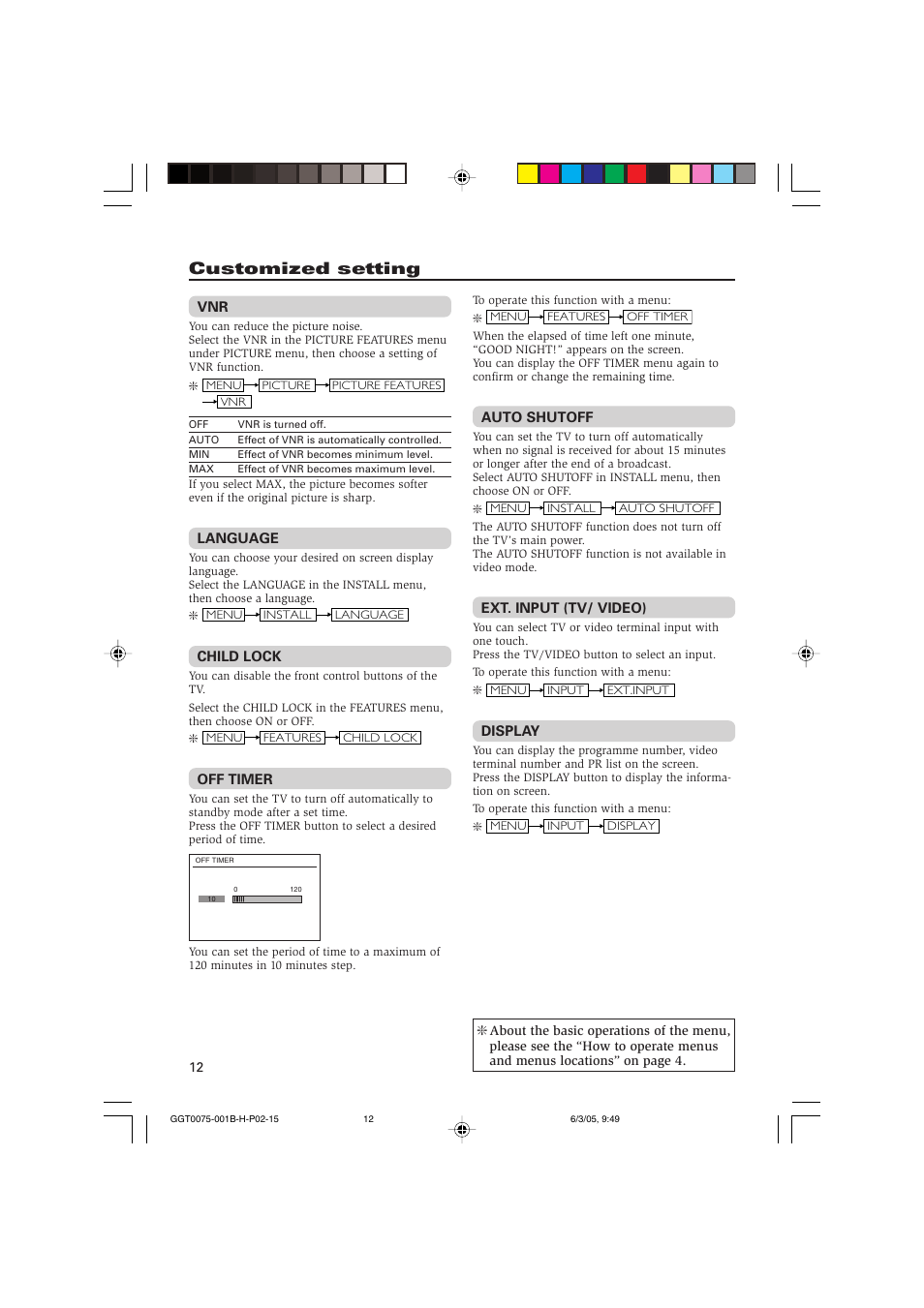Customized setting | JVC AV-14A15 User Manual | Page 12 / 16