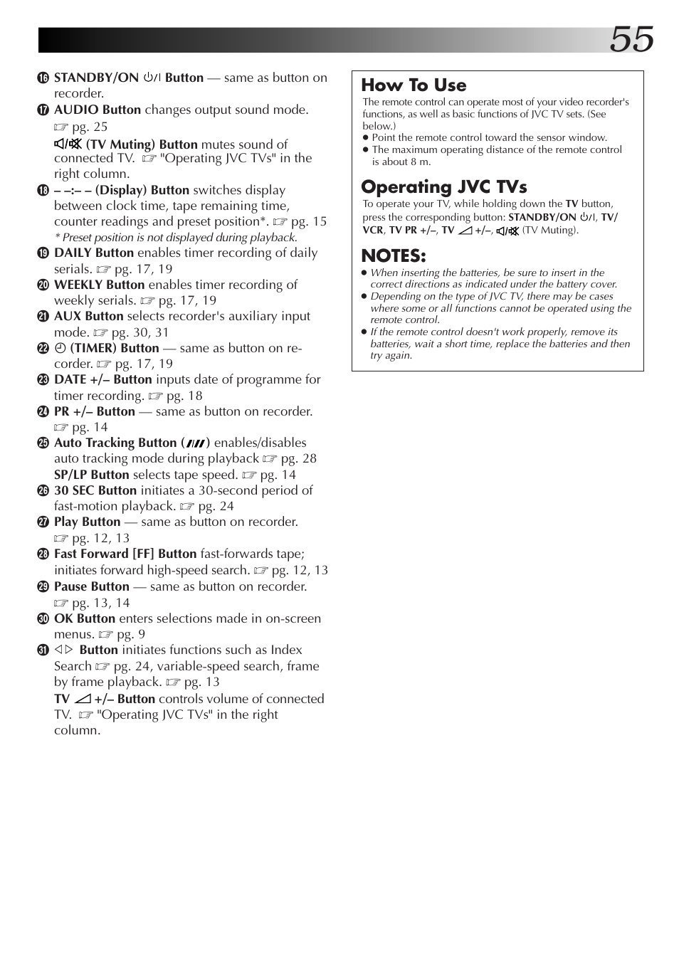 How to use, Operating jvc tvs | JVC HR-J670EK User Manual | Page 55 / 56