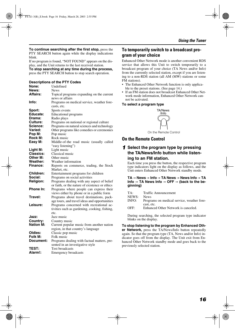 On the remote control | JVC SP-FSX3 User Manual | Page 19 / 35