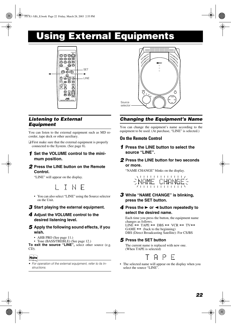 Using external equipments | JVC SP-FSX3 User Manual | Page 25 / 35