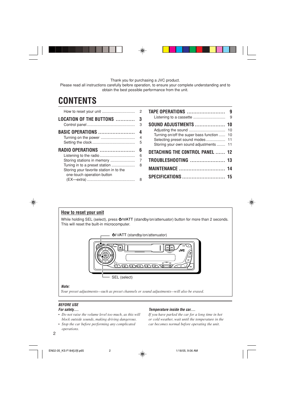 JVC KS-F184 User Manual | Page 2 / 18