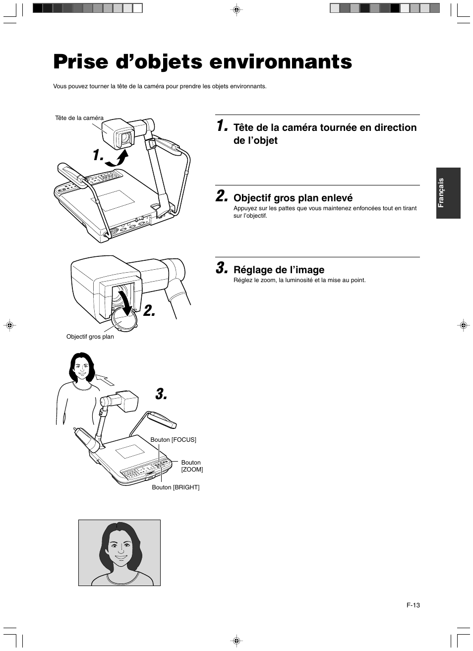Prise d’objets environnants | JVC AV-P960E User Manual | Page 40 / 109