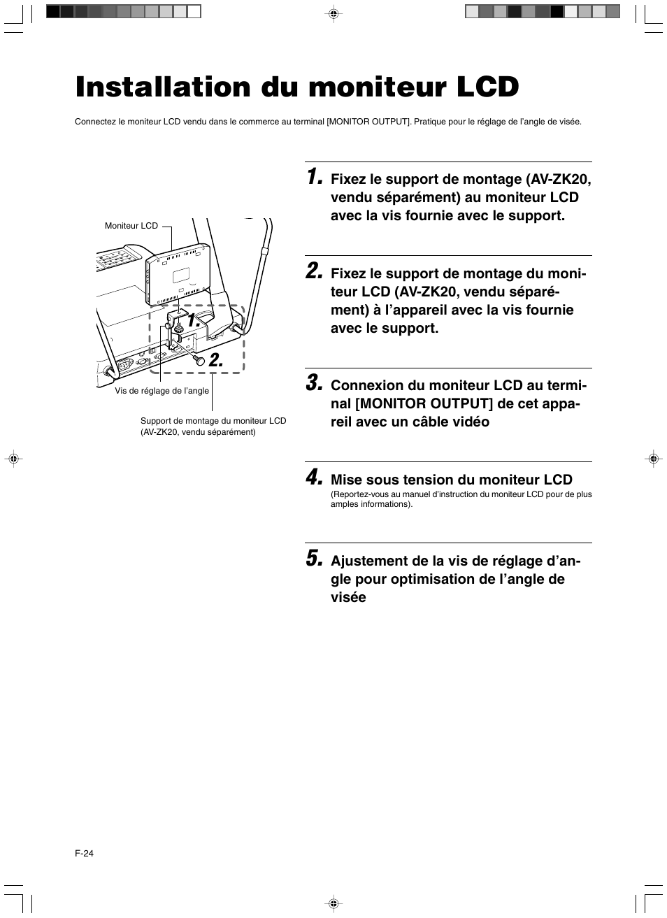Installation du moniteur lcd | JVC AV-P960E User Manual | Page 51 / 109