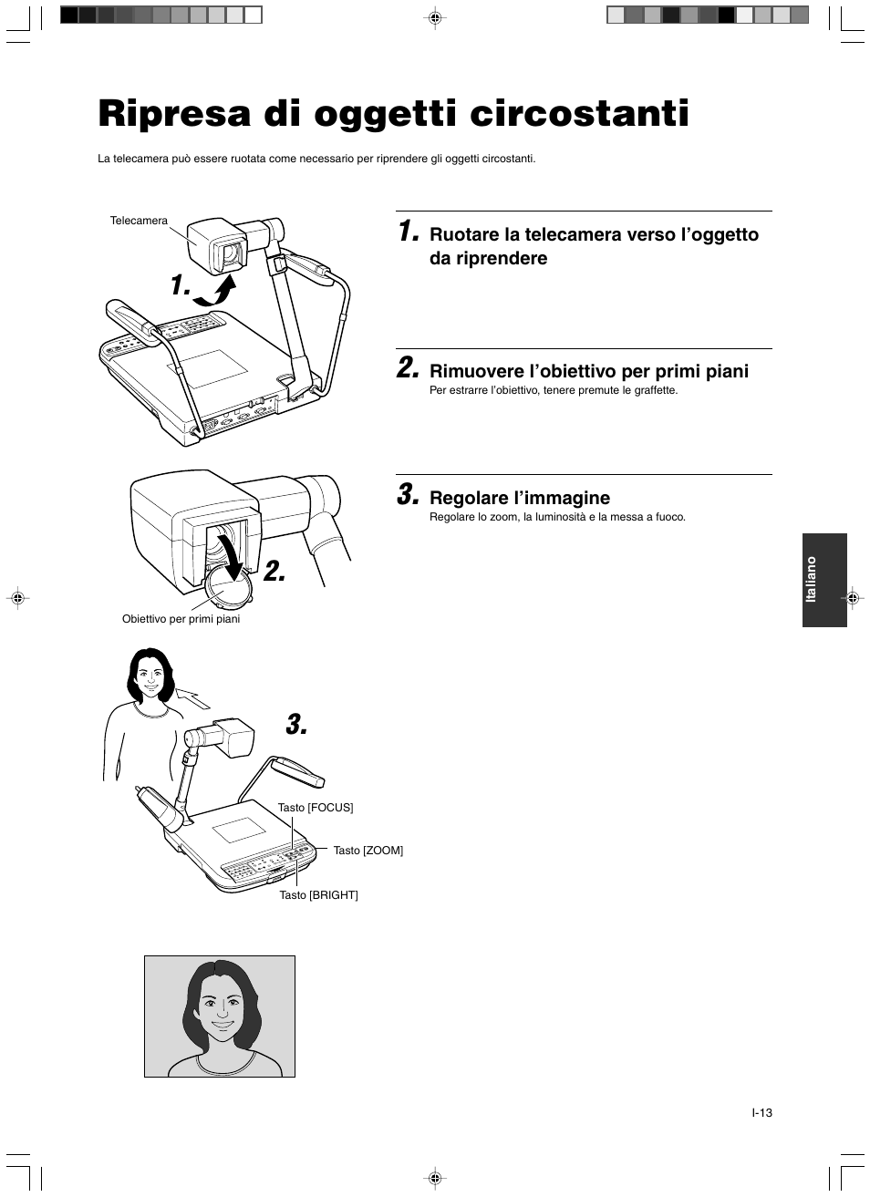 Ripresa di oggetti circostanti | JVC AV-P960E User Manual | Page 94 / 109