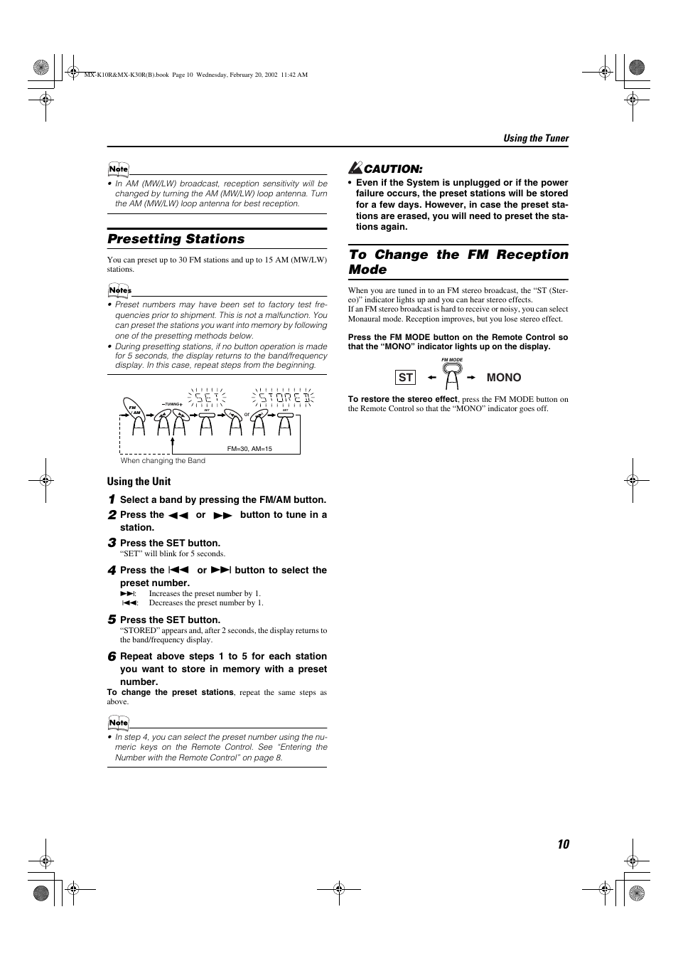 Presetting stations | JVC CA-MXK10R User Manual | Page 13 / 32