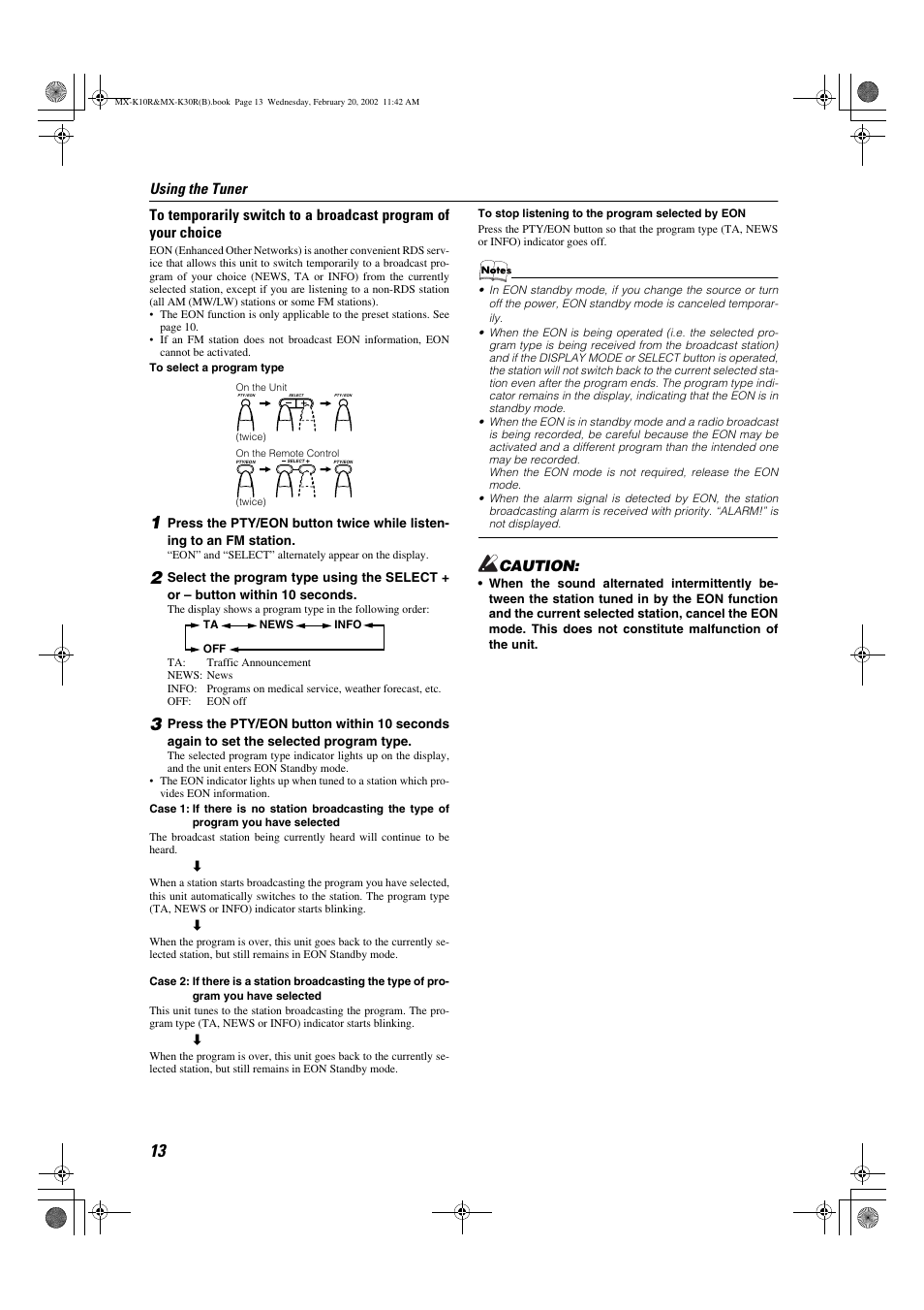 Caution | JVC CA-MXK10R User Manual | Page 16 / 32