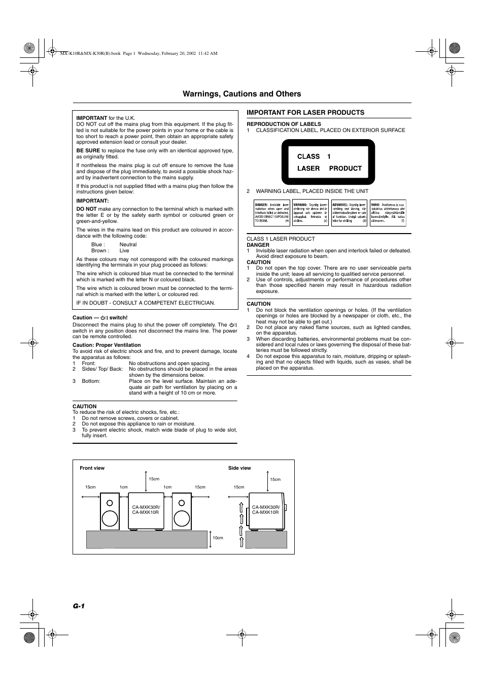 Warnings, cautions and others | JVC CA-MXK10R User Manual | Page 2 / 32