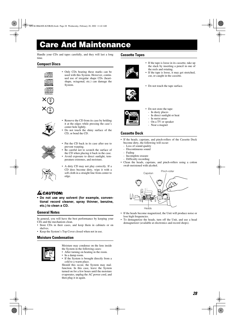 Care and maintenance | JVC CA-MXK10R User Manual | Page 31 / 32