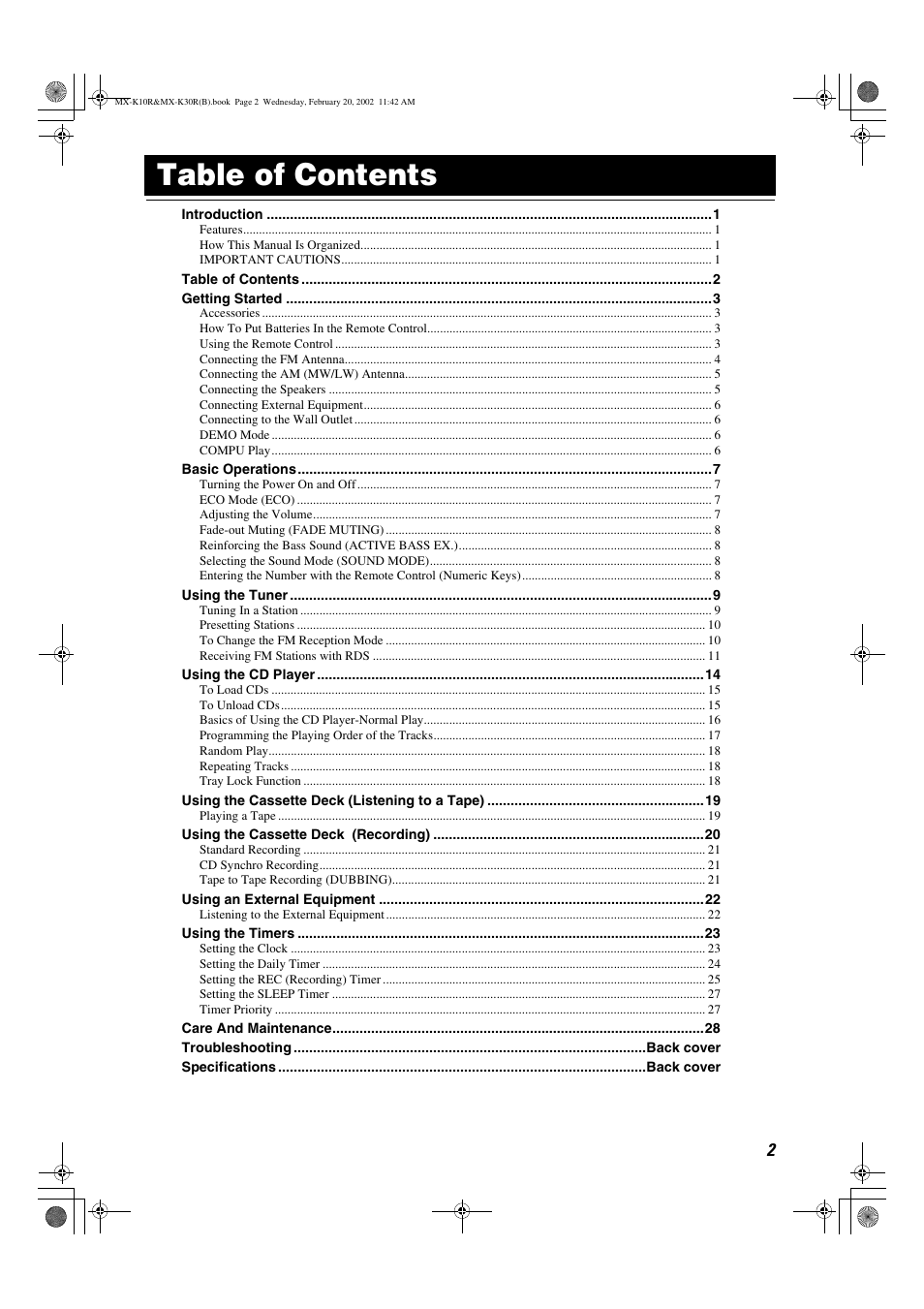 JVC CA-MXK10R User Manual | Page 5 / 32