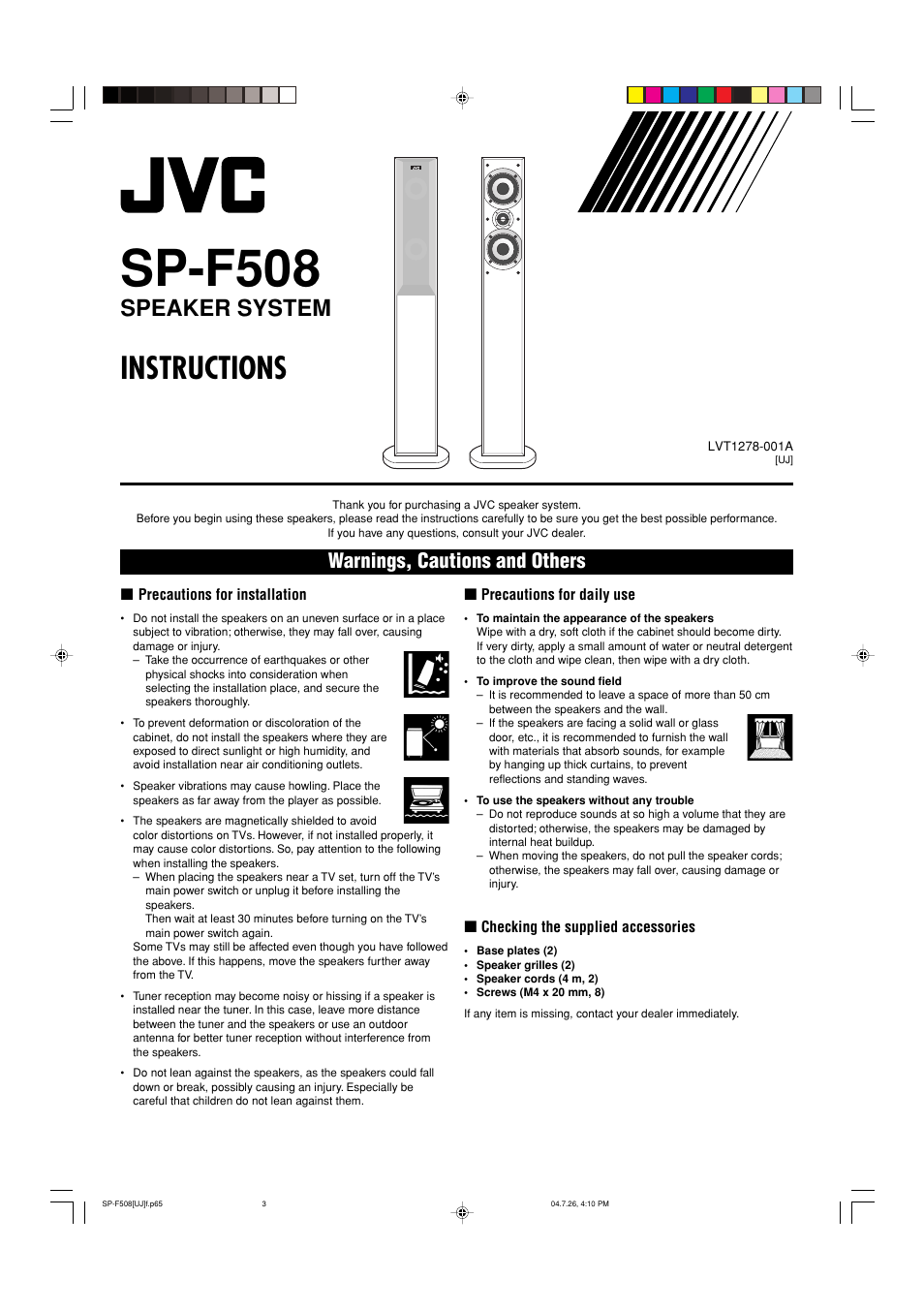 JVC SP-F508 User Manual | 5 pages