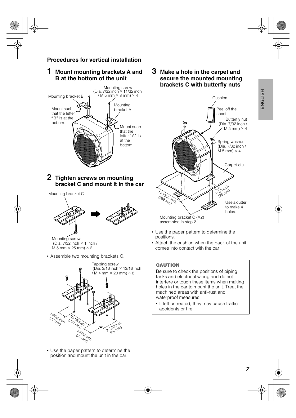 Procedures for vertical installation | JVC CS-DA1 User Manual | Page 11 / 48