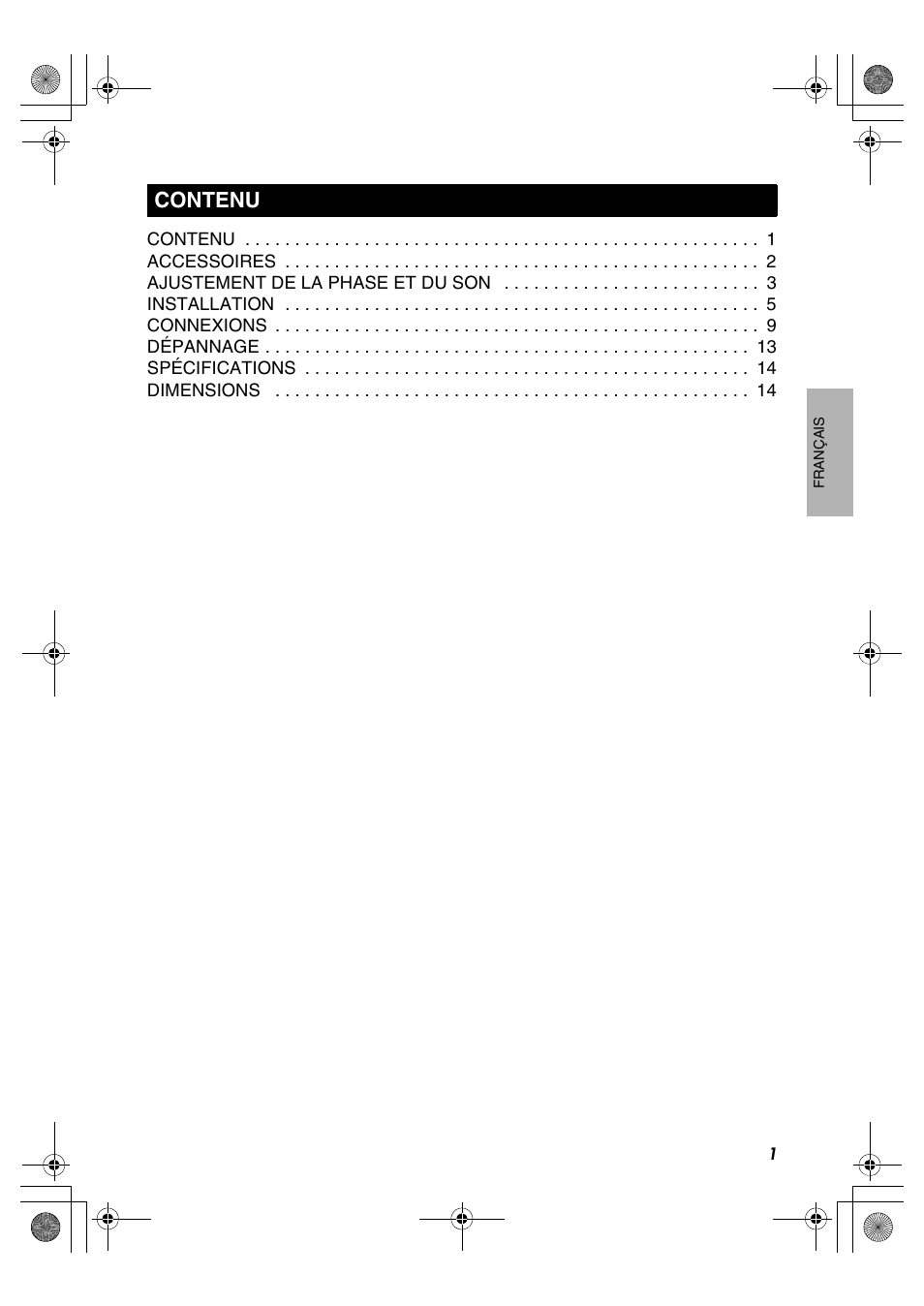 Français, Contenu | JVC CS-DA1 User Manual | Page 19 / 48