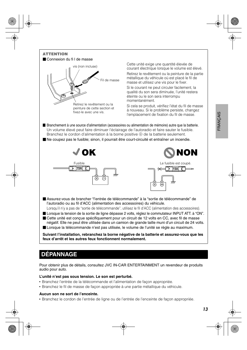 Dépannage, Ok non | JVC CS-DA1 User Manual | Page 31 / 48