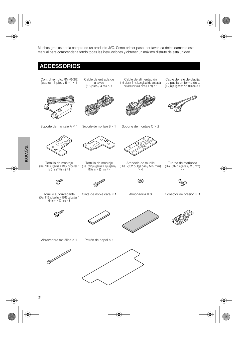 Accessorios | JVC CS-DA1 User Manual | Page 34 / 48