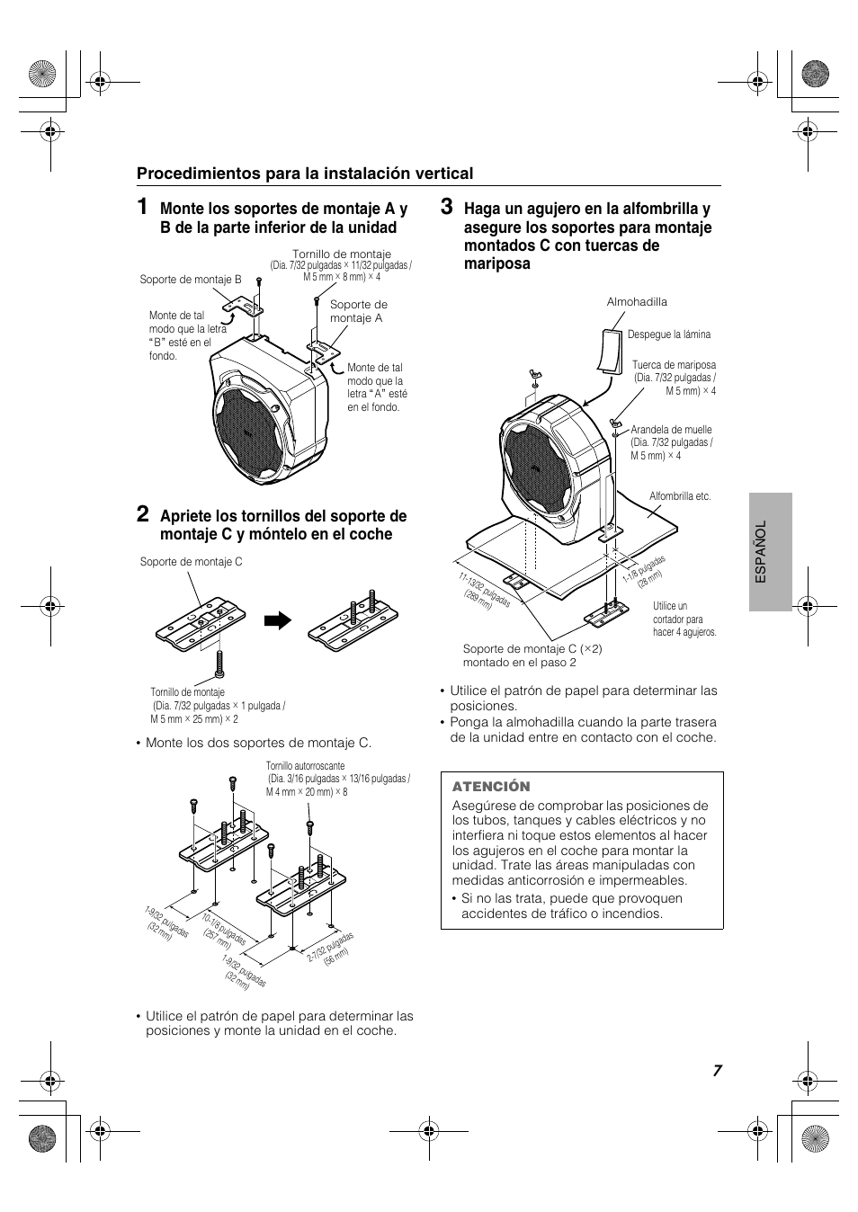 Procedimientos para la instalación vertical | JVC CS-DA1 User Manual | Page 39 / 48