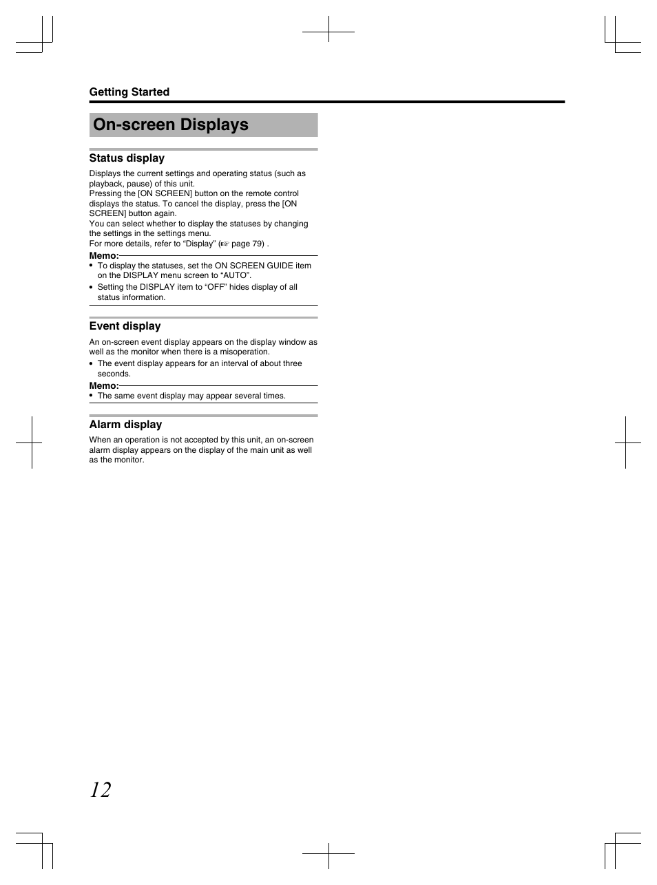 On-screen displays | JVC LST1083-001C User Manual | Page 12 / 104