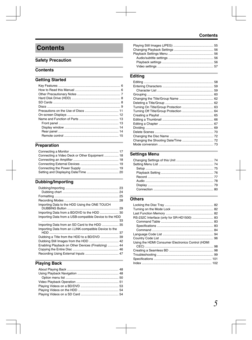JVC LST1083-001C User Manual | Page 5 / 104