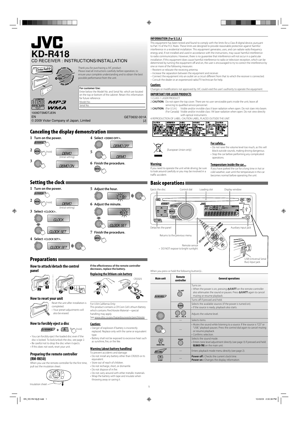 JVC GET0632-001A User Manual | 6 pages