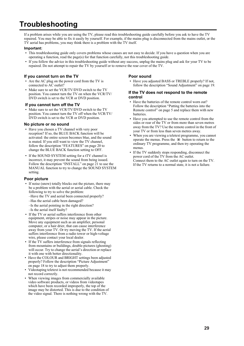 Troubleshooting | JVC 5030057088 User Manual | Page 30 / 33