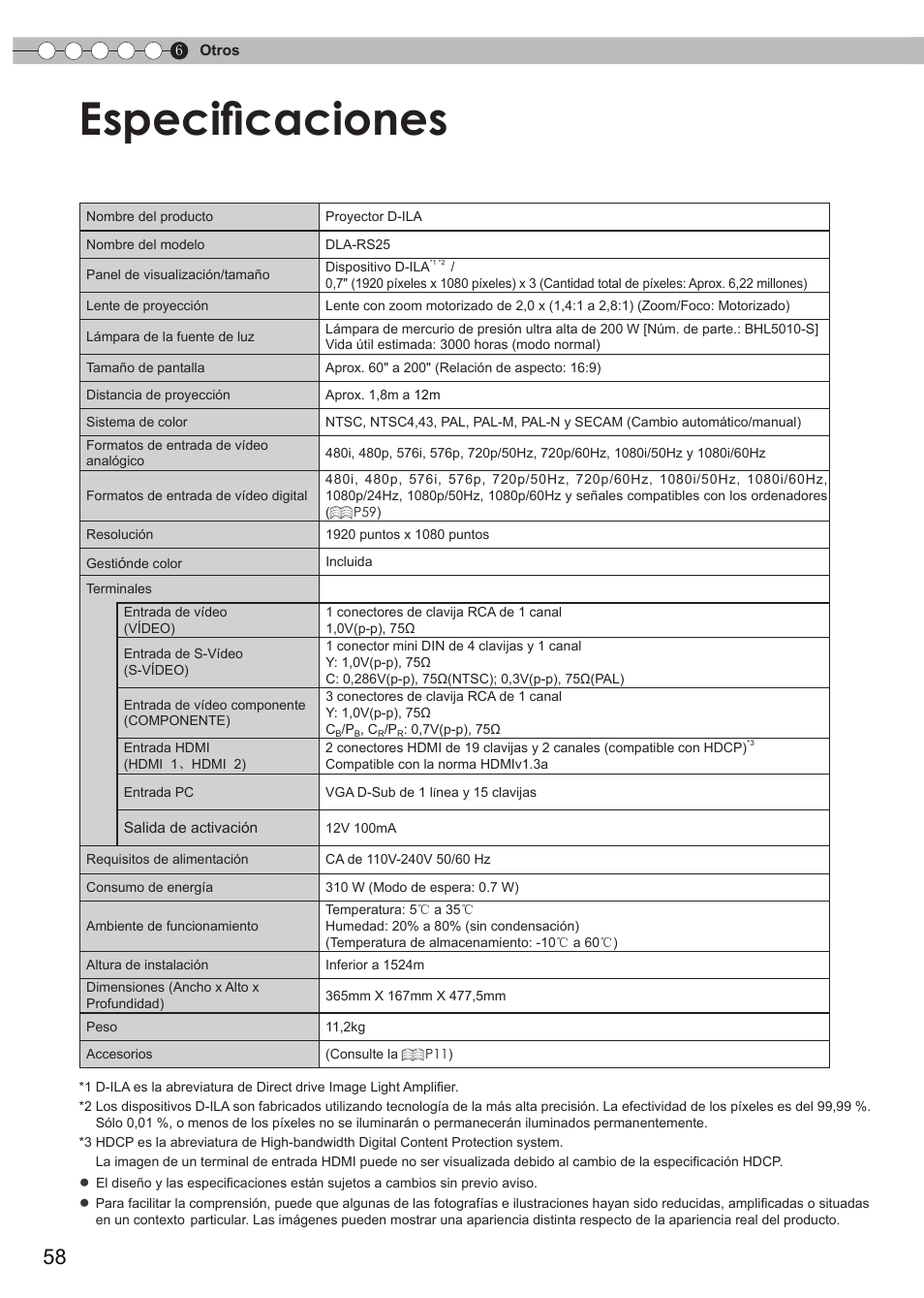Especificaciones | JVC 0809TTH-AO-AO User Manual | Page 182 / 185