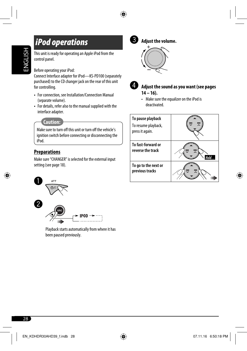 Ipod operations, English | JVC KD-AHD39 User Manual | Page 28 / 117