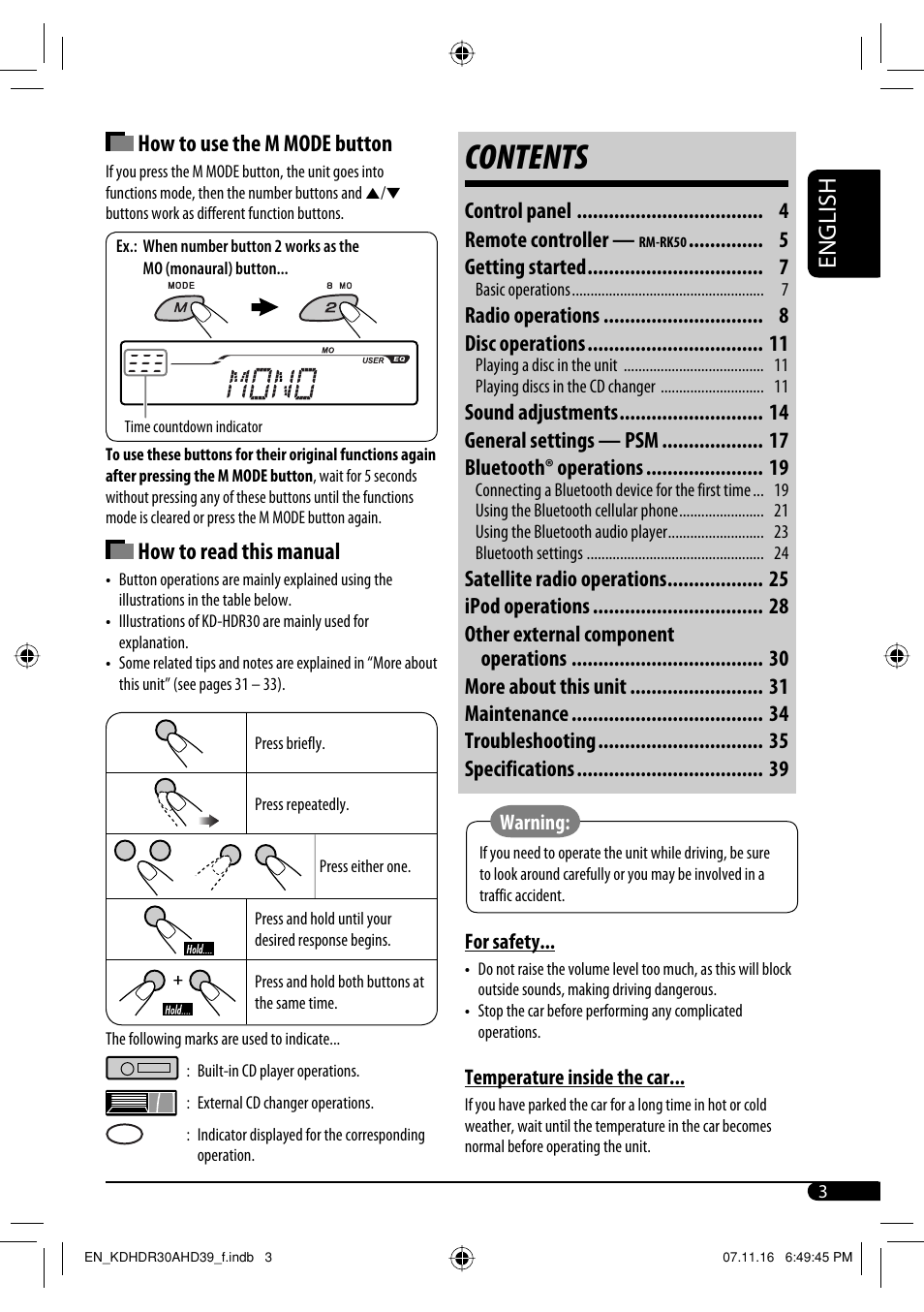 JVC KD-AHD39 User Manual | Page 3 / 117