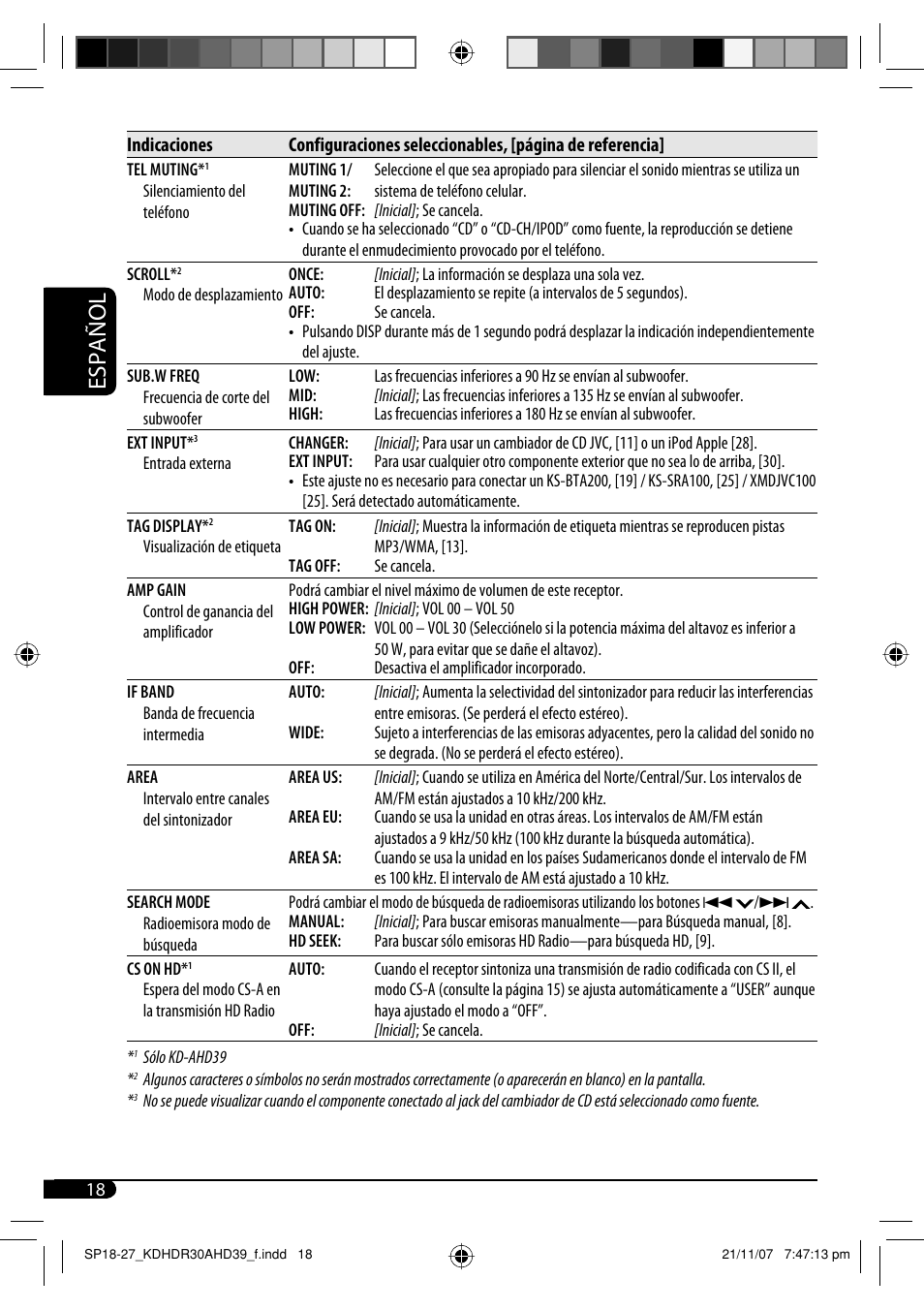 Español | JVC KD-AHD39 User Manual | Page 56 / 117