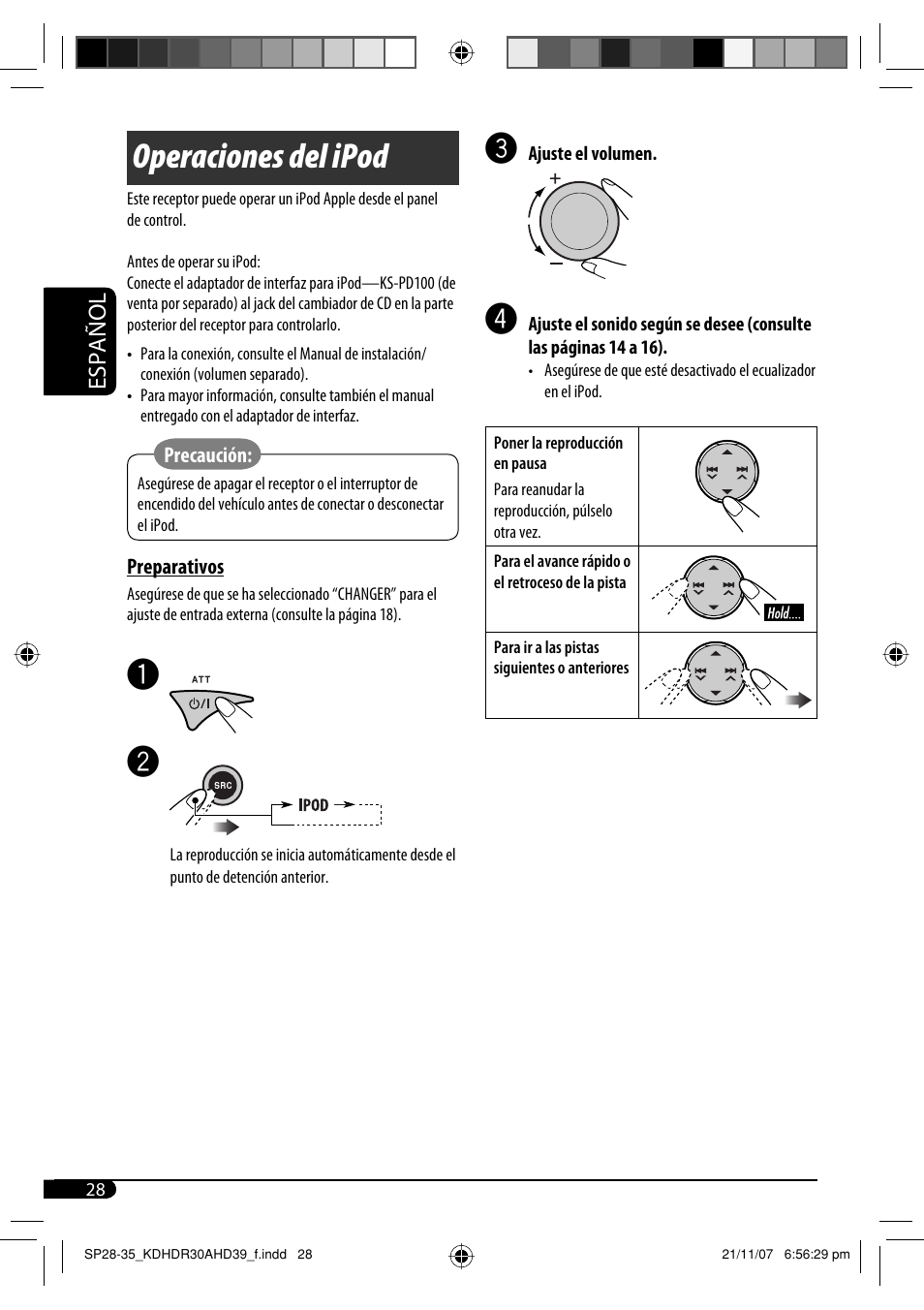 Operaciones del ipod, Español | JVC KD-AHD39 User Manual | Page 66 / 117